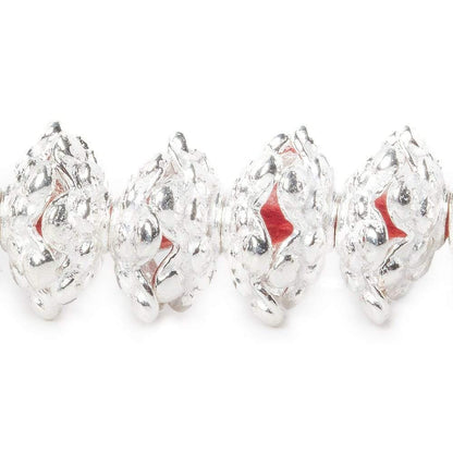 3x11mm Sterling Silver Plated Copper Polka Dots On Snowflake Bead Cap 8 inch 64 beads