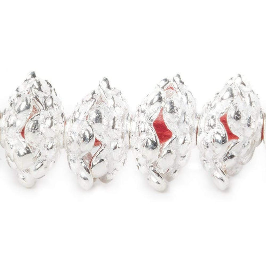 3x11mm Sterling Silver Plated Copper Polka Dots On Snowflake Bead Cap 8 inch 64 beads