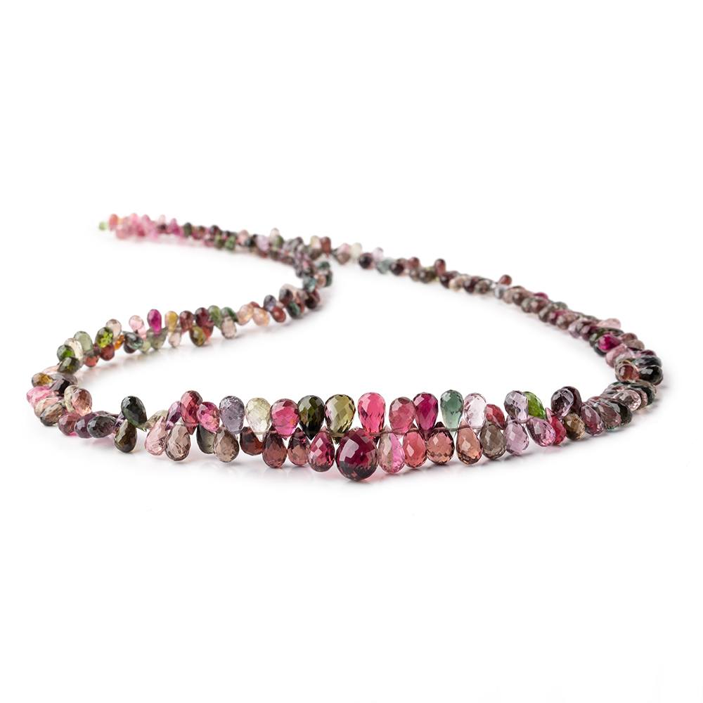 3x1.5-10.5x6.5mm Multi Color Tourmaline Faceted Tear Drops 17.5 inch 262 Beads AAA