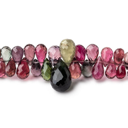 3x1.5-11.5x7mm Multi Color Tourmaline Faceted Tear Drops 17.5 inch 251 Beads AAA