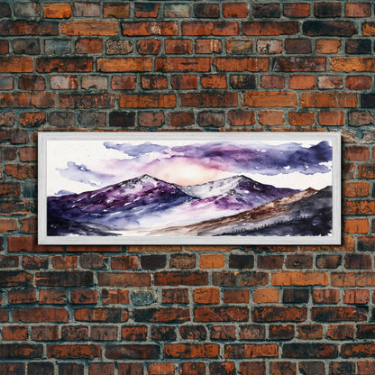 Framed Canvas Print of Majestic Mountain Landscape | Vibrant Hues | Watercolor Painting | Ready-to-Hang | Home Decor