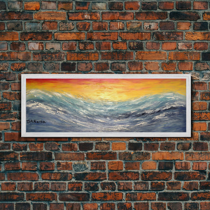 Abstract Sea Wall Art, Vibrant Abstract, Framed Art, Sunset, Ocean, Abstract Nature, Textured Abstract, Panoramic, Wall Art, Canvas Print
