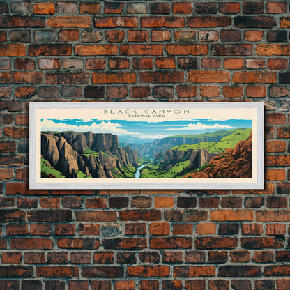 Black Canyon Of The Gunnison National Park, Panoramic Colorado Travel Art, National Park Print, Minimalist Travel Art, Midcentury Modern