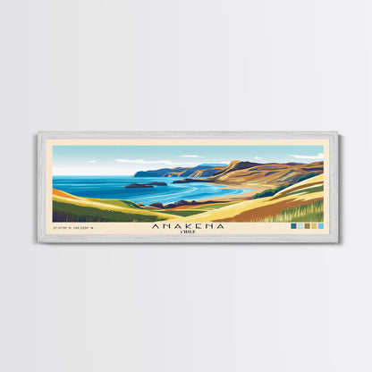 Anakena, Chile Panoramic Print, Vacation Gift, Chile Wall Art, Beach Painting, Beach Decor, Beach Or Lakehouse Art