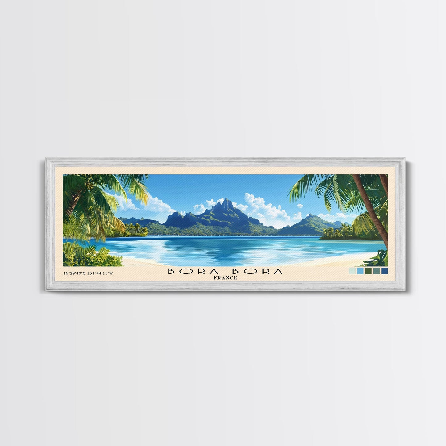 Bora Bora, France Panoramic Beach Print, Vacation Gift, France Wall Art, Beach Painting, Beach Decor, Beach Painting