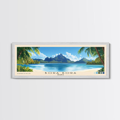 Bora Bora, France Panoramic Beach Print, Vacation Gift, France Wall Art, Beach Painting, Beach Decor, Beach Painting