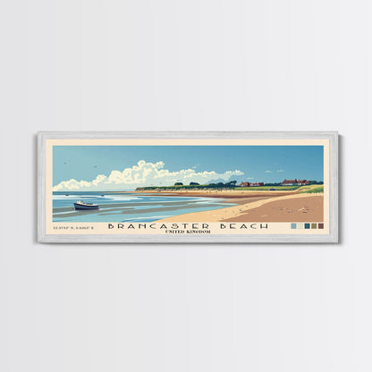 Brancaster Beach, United Kingdom Panoramic Beach Print, Vacation Gift, United Kingdom Wall Art, Framed Canvas Print, Framed Beach Painting