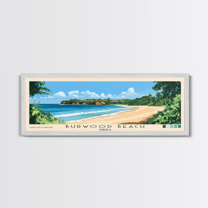 Burwood Beach, Jamaica Panoramic Beach Print, Vacation Gift, Jamaica Wall Art, Beach Painting, Beach Decor, Beach Painting