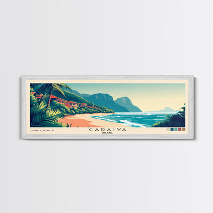 Caraíva, Brazil Panoramic Print, Vacation Gift, Brazil Wall Art, Beach Painting, Beach Decor, Large Wall Art, Wood Frame Art