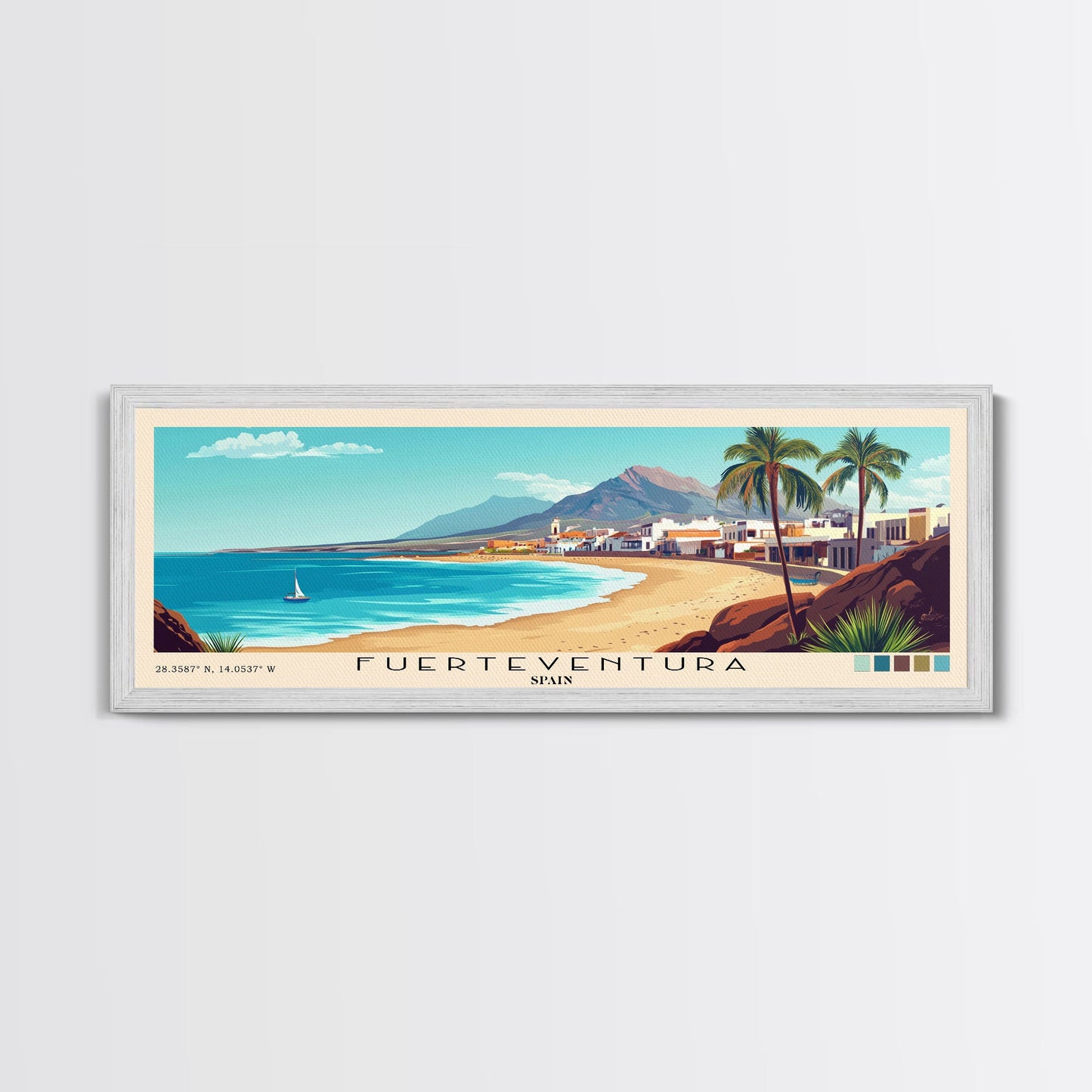 Fuerteventura, Spain Panoramic Print, Vacation Gift, Spain Wall Art, Vacation Wall Art, Vacatation Memories, Beach Decor, Beach Or Lakehouse Art