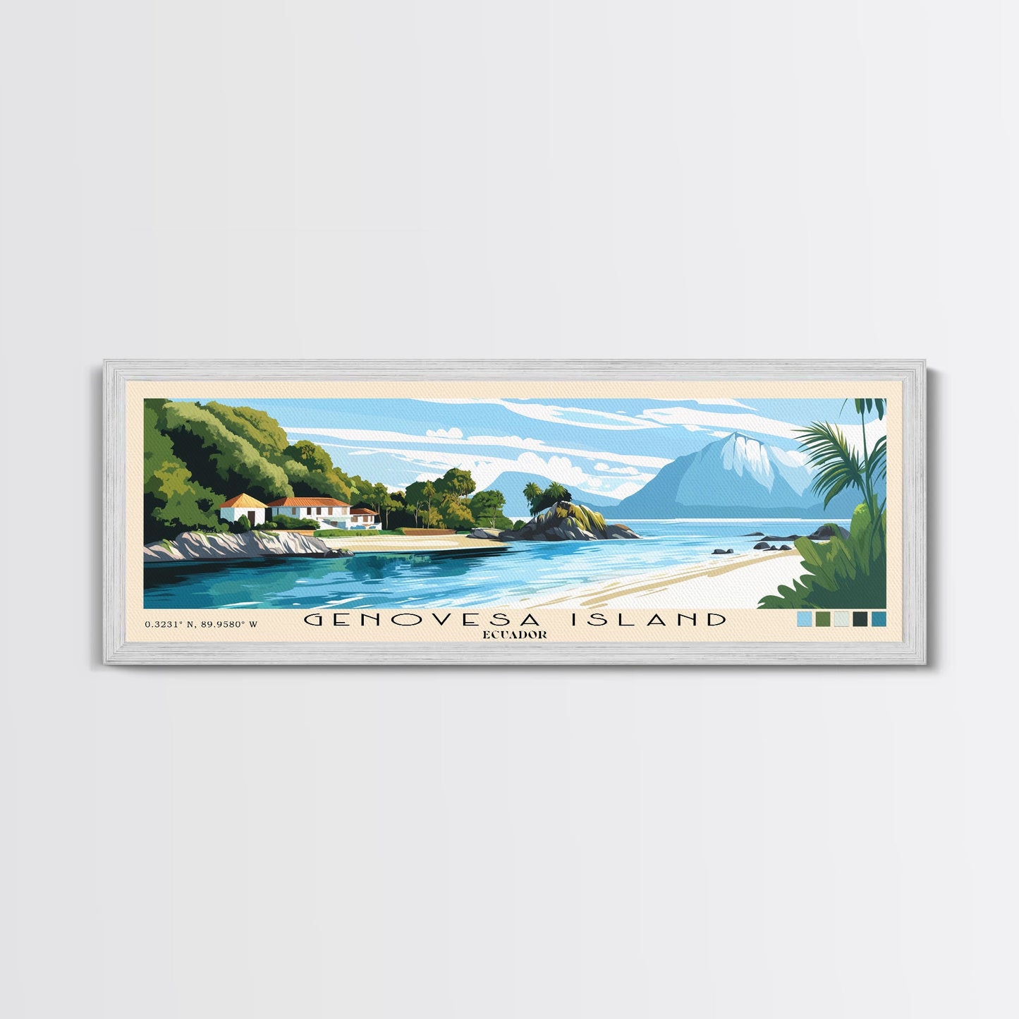 Genovesa Island, Ecuador Panoramic Print, Vacation Gift, Ecuador Wall Art, Beach Painting, Beach Decor, Large Wall Art, Wood Frame Art