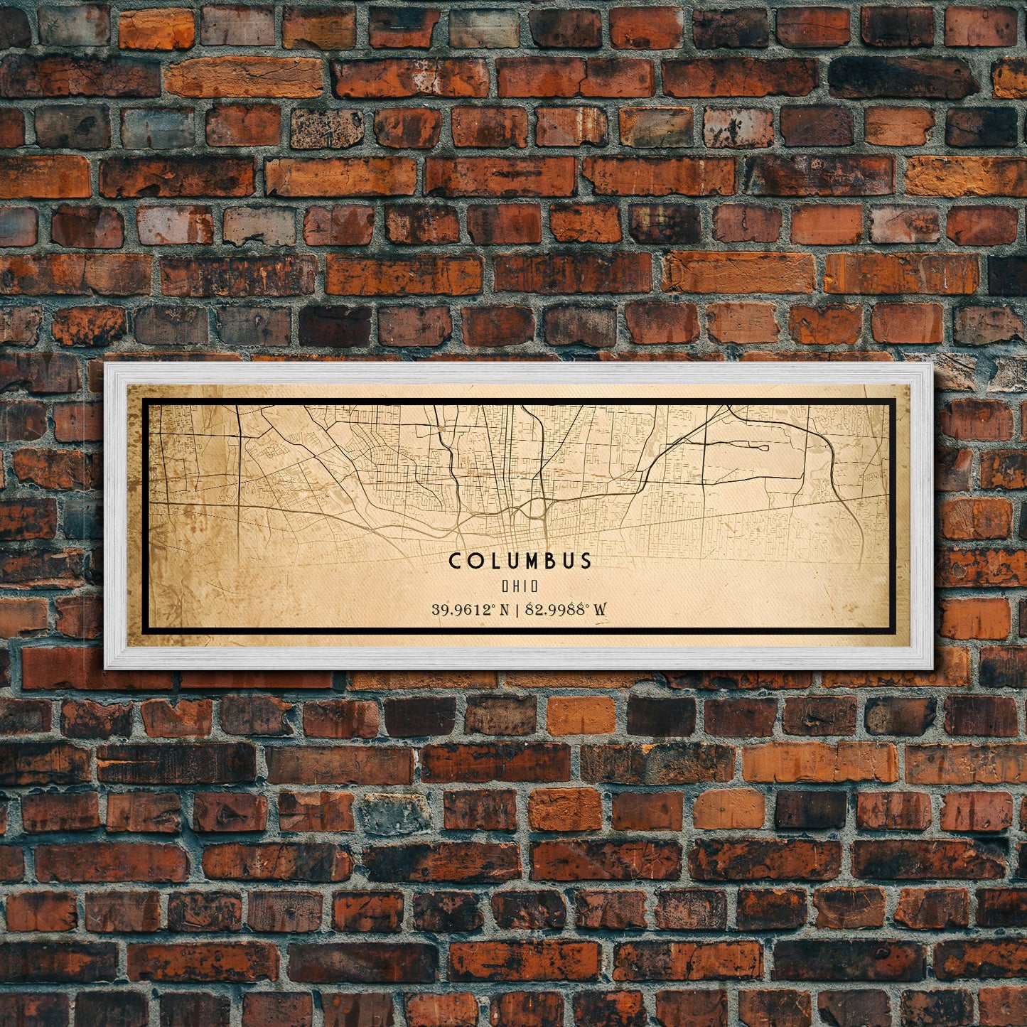 Columbus Panoramic vintage map print poster or framed canvas, Ohio map print poster canvas, Columbus city map print poster canvas