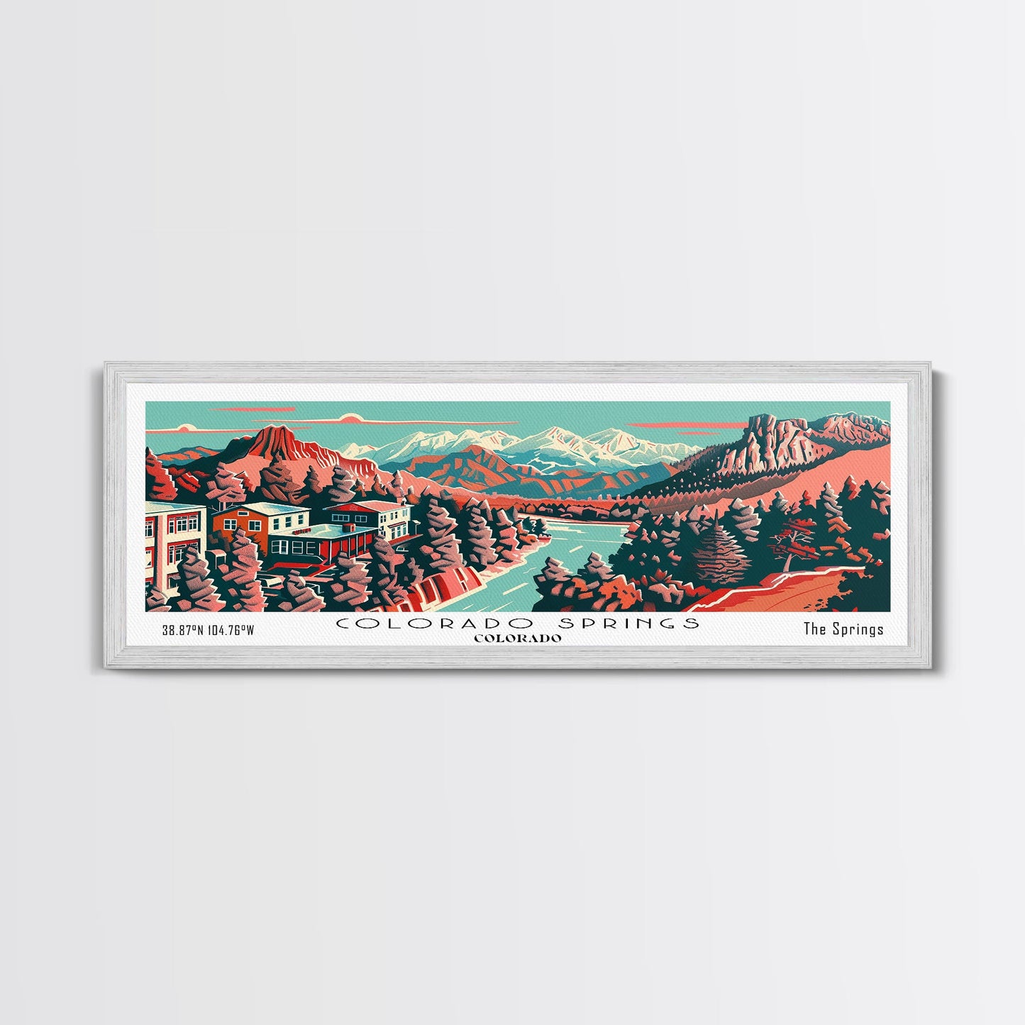 Colorado Springs Colorado Panoramic Travel Poster Canvas Print