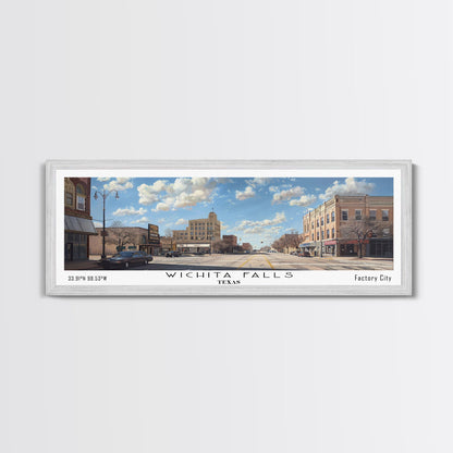 Panoramagemälde von Wichita Falls, Texas, gerahmter Leinwanddruck, Reiseposter im Retro-Stil, einzigartige Wohndekoration, künstlerische Wandgestaltung fürs Büro