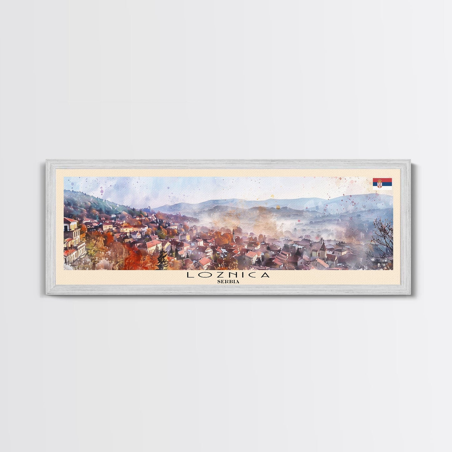 Loznica Serbia Wall Art, Panoramic Travel Poster, Panoramic Framed Canvas Print, City Wall Art, Wall Hanging Home Decor, Travel Art