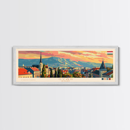 Gyor Hungary Wall Art, Panoramic Travel Poster, Panoramic Framed Canvas Print, City Wall Art, Wall Hanging Home Decor, Travel Art