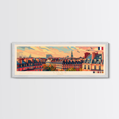 Wandbild „Lille, Frankreich“, Panorama-Reiseposter, gerahmter Panorama-Leinwanddruck, Stadtbild, Wanddekoration, Reisekunst