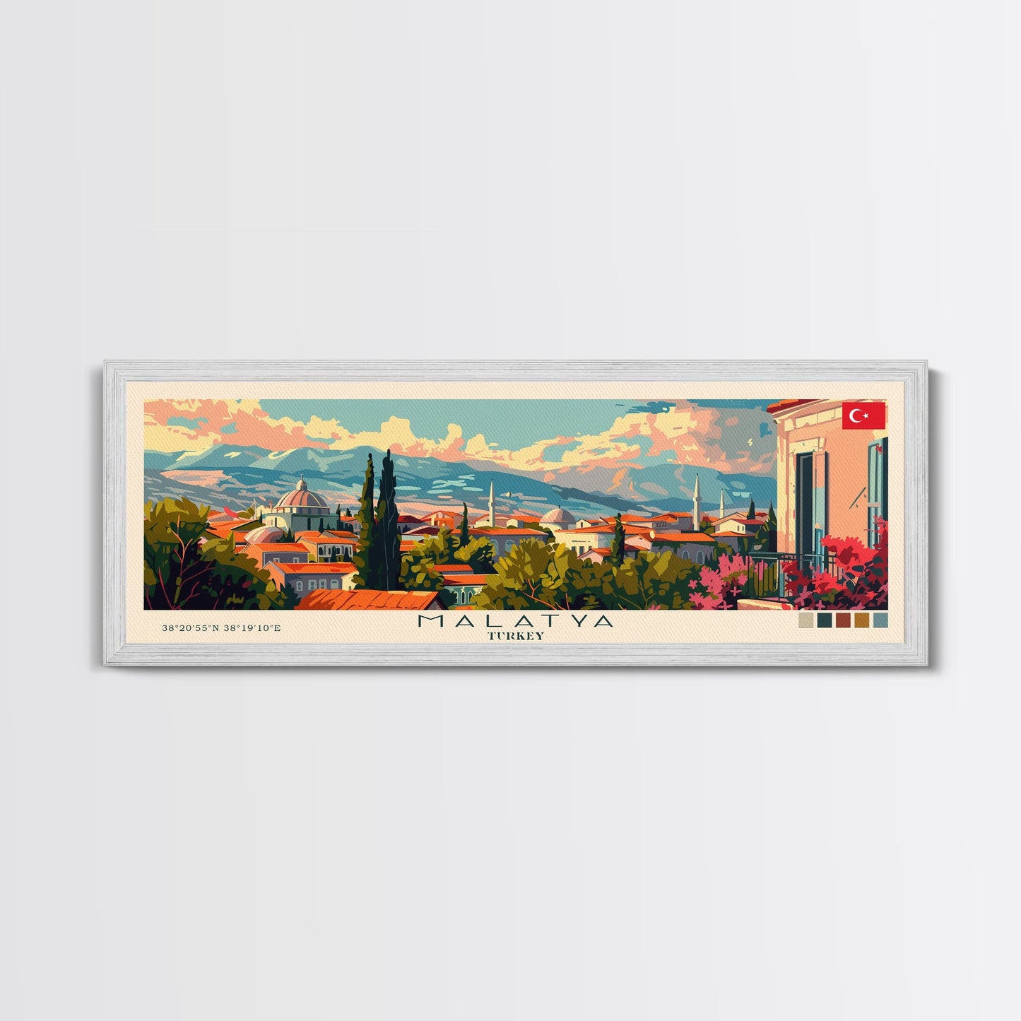 Malatya, Türkei – Kunstdruck, Panorama-Stadtbild, Reisekunst, Wanddekoration, Urlaubsgeschenk, gerahmter Leinwanddruck oder Metallbild