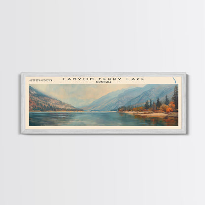 Gerahmter Leinwanddruck „Canyon Ferry Lake, Montana“, Seehaus-Kunst, Panorama-Wandbild, Reiseposter, Rustikales Seegemälde, Naturkunst