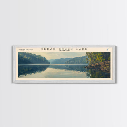 Cedar Creek Lake Kentucky Framed Canvas Print, Panoramic Lake House Decor, Wide Wall Art, Travel Poster, Rustic Lake Painting, Nature Art