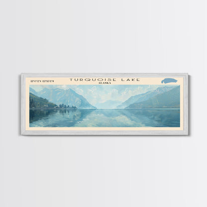 Turquoise Lake Panoramic Wall Art, Framed Canvas Print, Lake House Decor, Travel Poster, Beautiful Lake Scene, Living Room Art