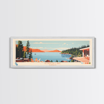 Gordon Lake Alberta Framed Canvas Print, Panoramic Art, Midcentury Modern, Pop Art, Bedroom Decor, Travel Poster, Artistic Decor, Home Decor