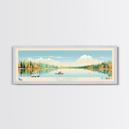 Lake Tewaukon North Dakota Framed Canvas Print, Panoramic Wall Art, Midcentury Modern, Pop Art, Living Room Decor, Travel Poster, Lake House Art