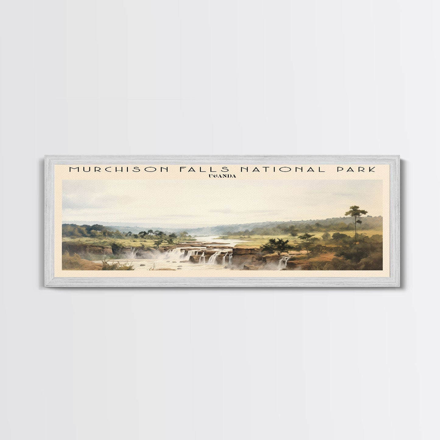 Murchison Falls Nationalpark-Reiseposter, gerahmter Leinwanddruck, Reisekunstwerk mit Landmotiv, Holzrahmen, Wandbehang, Wohndekoration