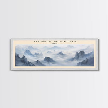 Tianmen Mountain Travel Poster Print, Framed Canvas Print, COUNTRY Travel Art, Wood Framed Art, Wall Hanging, Home Decor