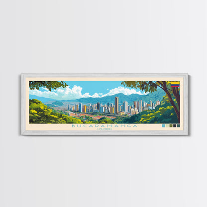 Bucaramanga, Colombia Panoramic Travel Poster Canvas Print, Bucaramanga, Colombia Painting, Colombia Art, Bucaramanga Travel Art, Guest Room Painting