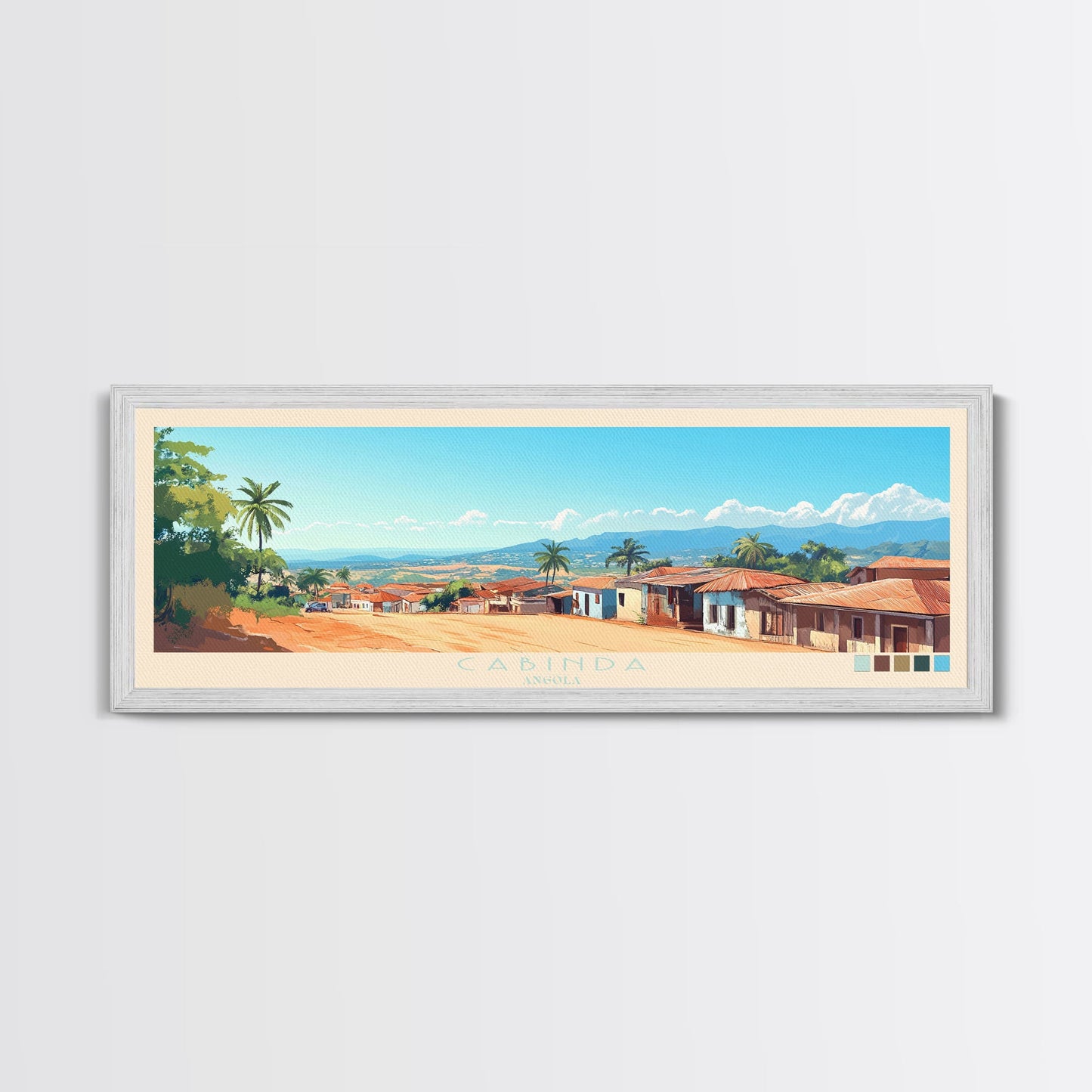 Cabinda, Angola Panoramic Travel Poster Canvas Print, Cabinda, Angola Painting, Angola Art, Cabinda Travel Art, Guest Room Painting