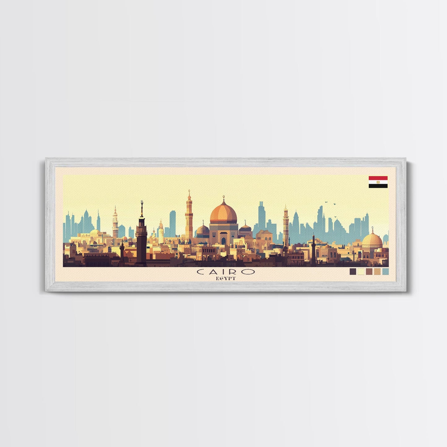 Cairo, Egypt Panoramic Travel Poster Canvas Print, Cairo, Egypt Painting, Egypt Art, Cairo Panoramic Travel Art, Travel Painting