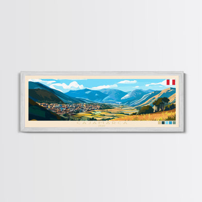 Cajamarca, Peru Panoramic Travel Poster Canvas Print, Cajamarca, Peru Painting, Peru Art, Cajamarca Travel Art, Guest Room Painting