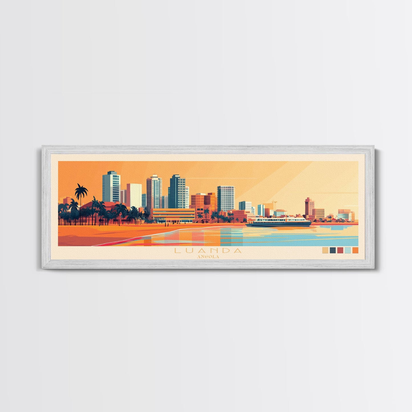 Panorama-Reiseposter Luanda, Angola, Leinwanddruck, Gemälde Luanda, Angola, Angola-Kunst, Reisekunst aus Luanda, Gemälde für Gästezimmer