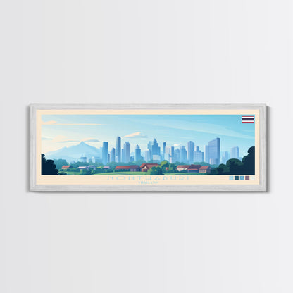 Nonthaburi, Thailand Panoramic Travel Poster Canvas Print, Nonthaburi, Thailand Painting, Thailand Art, Nonthaburi Travel Art, Guest Room Painting