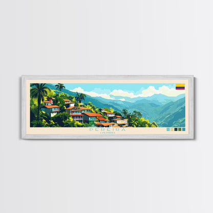 Panorama-Reiseposter Pereira, Kolumbien – Leinwanddruck, Gemälde Pereira, Kolumbien, Kunst aus Kolumbien, Reisekunst aus Pereira, Gemälde für das Gästezimmer