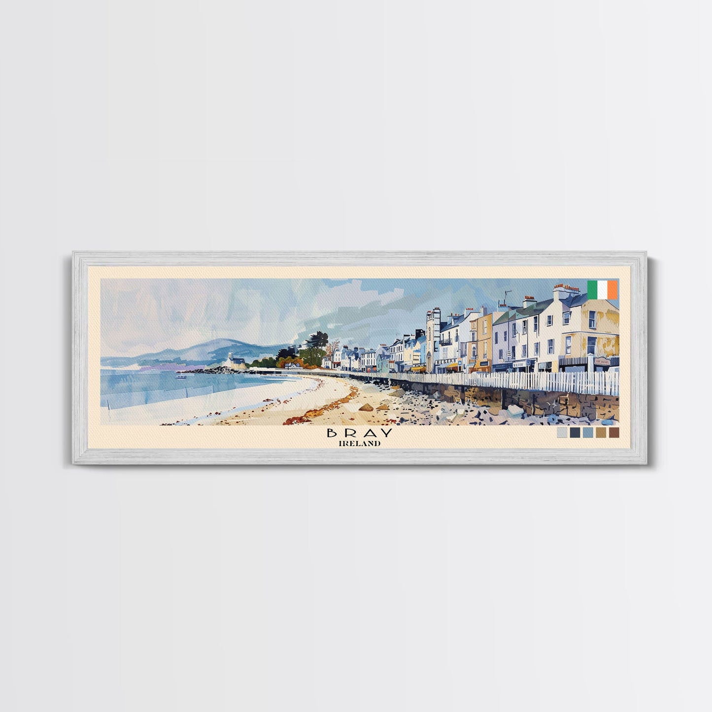 Bray, Ireland Panoramic Canvas Print, Bray, Ireland Painting, Ireland Art, Bray Travel Poster, Travel Art, Guest Room Painting