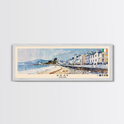Bray, Ireland Panoramic Canvas Print, Bray, Ireland Painting, Ireland Art, Bray Travel Poster, Travel Art, Guest Room Painting