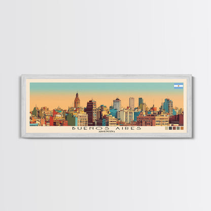 Buenos Aires, Argentina Panoramic Canvas Print, Buenos Aires, Argentina Painting, Argentina Art, Buenos Aires Travel Poster, Travel Art, Guest Room Painting