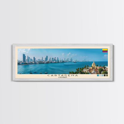 Cartagena, Colombia Panoramic Canvas Print, Cartagena, Colombia Painting, Colombia Art, Cartagena Travel Poster, Travel Art, Housewarming Gift