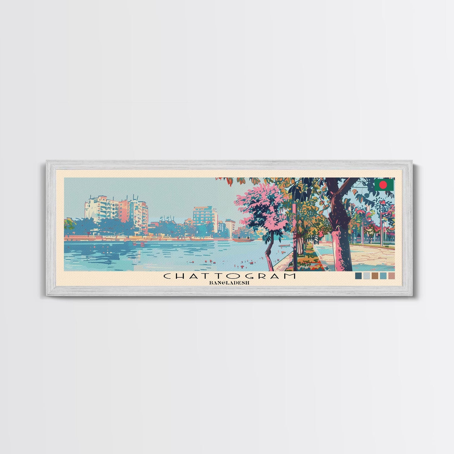 Chattogram, Bangladesh Panoramic Canvas Print, Chattogram, Bangladesh Painting, Bangladesh Art, Chattogram Travel Poster, Travel Art, Guest Room Painting