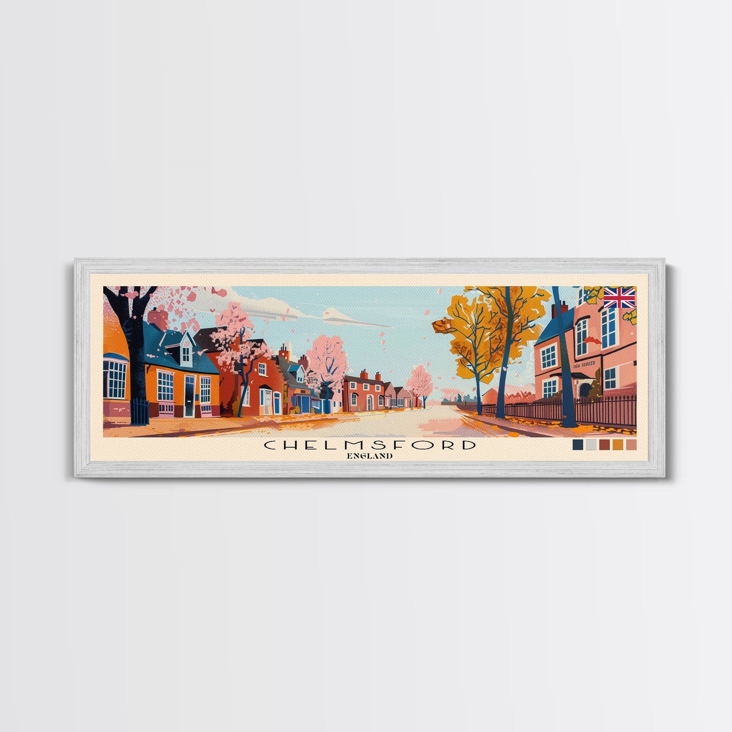 Chelmsford, England Panoramic Canvas Print, Chelmsford, England Painting, England Art, Chelmsford Travel Poster, Travel Art, Guest Room Painting