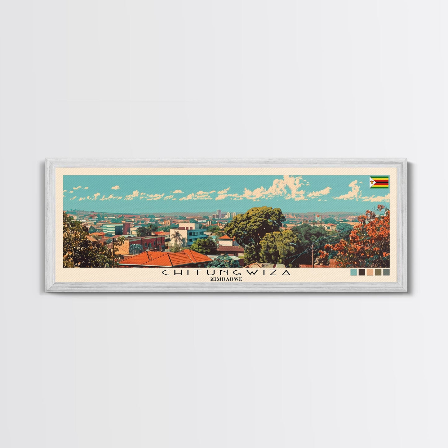 Chitungwiza, Zimbabwe Panoramic Canvas Print, Chitungwiza, Zimbabwe Painting, Zimbabwe Art, Chitungwiza Travel Poster, Travel Art, Vacation Gift