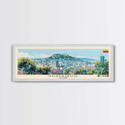 Guayaquil, Ecuador Panoramic Canvas Print, Guayaquil, Ecuador Painting, Ecuador Art, Guayaquil Travel Poster, Travel Art, Vacation Gift