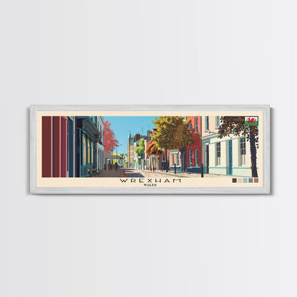 Wrexham, Wales Panoramic Canvas Print, Wrexham, Wales Painting, Wales Art, Wrexham Travel Poster, Travel Art, Guest Room Painting