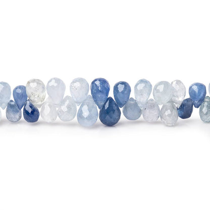 3x2-6x3.5mm Ceylon Sapphire Faceted Tear Drop Beads 8 inch 124 pieces AA