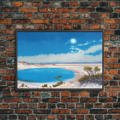 The Blue Lagoon, Tropical Wall Art, Beach Ocean Art, Framed Canvas Print, Colorful Beach House Decor, Above Sofa Art