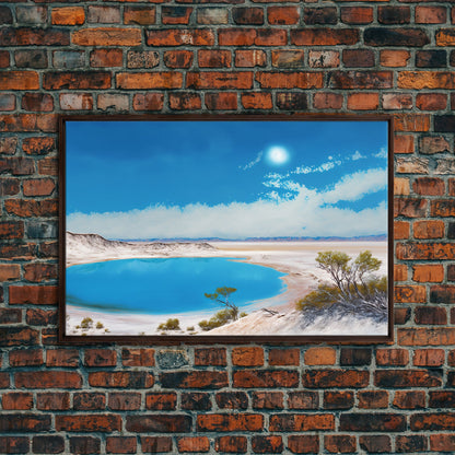 The Blue Lagoon, Tropical Wall Art, Beach Ocean Art, Framed Canvas Print, Colorful Beach House Decor, Above Sofa Art