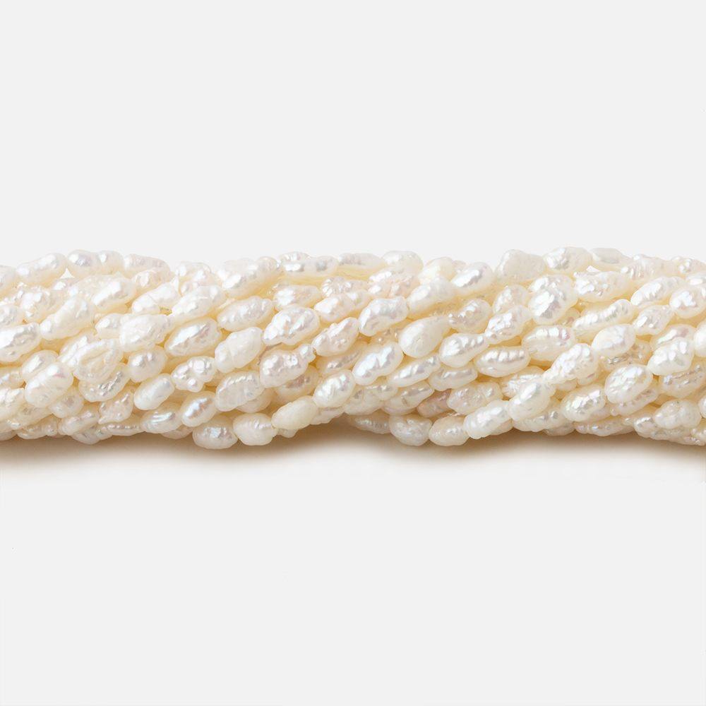 3x2.5-5x2.5mm Off White straight drilled Baroque Rice Freshwater Pearls 16 inch 95 pieces