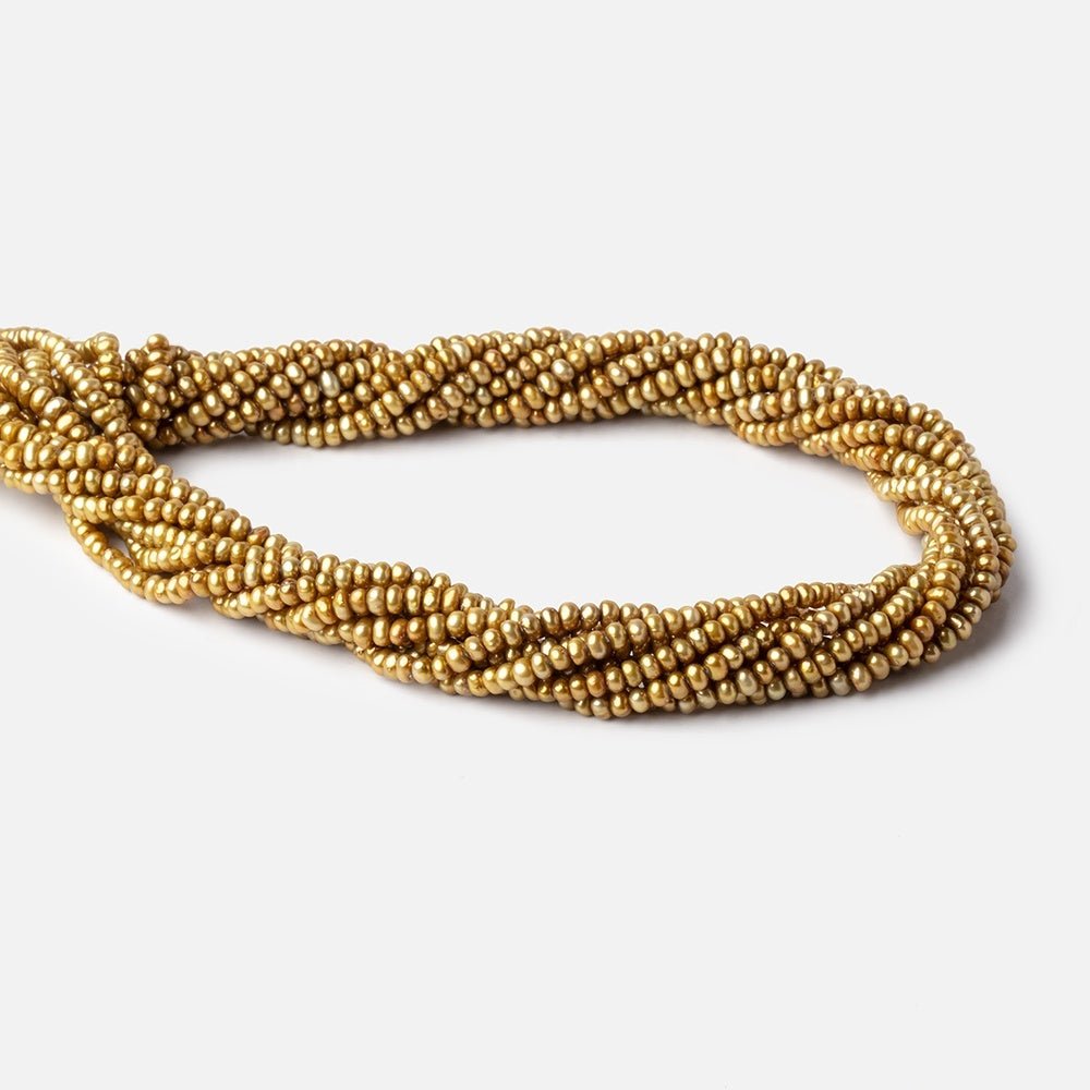 3x2mm Brass Button Freshwater Pearl Beads 15.5 inch 175 pieces